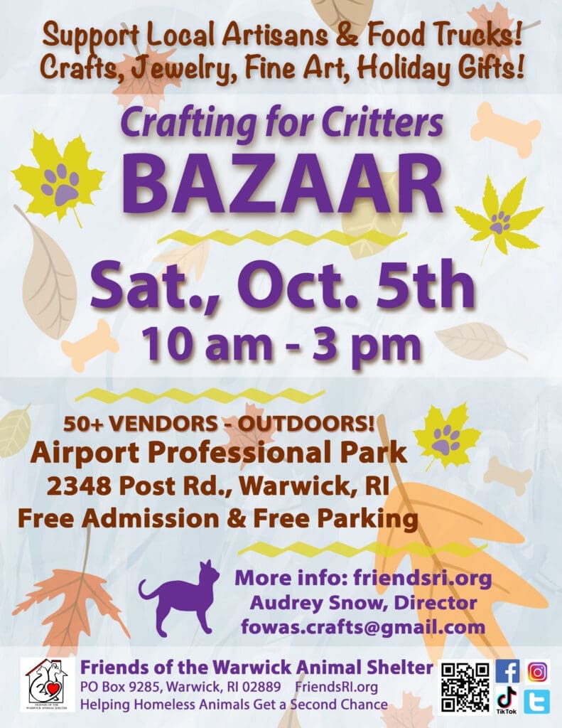 \"Crafting for Critters\" Fall Bazaar, Saturday Oct. 5th